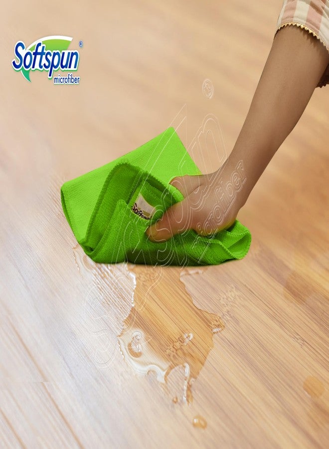 سوفتسبون مناشف مايكروفايبر ناعمة الملمس (4 قطع - 40 × 60 سم - 340 غرام/متر مربع) خضراء، مناشف تنظيف فائقة النعومة والامتصاص، تنظف وتلمع كل شيء في منزلك - Image 4